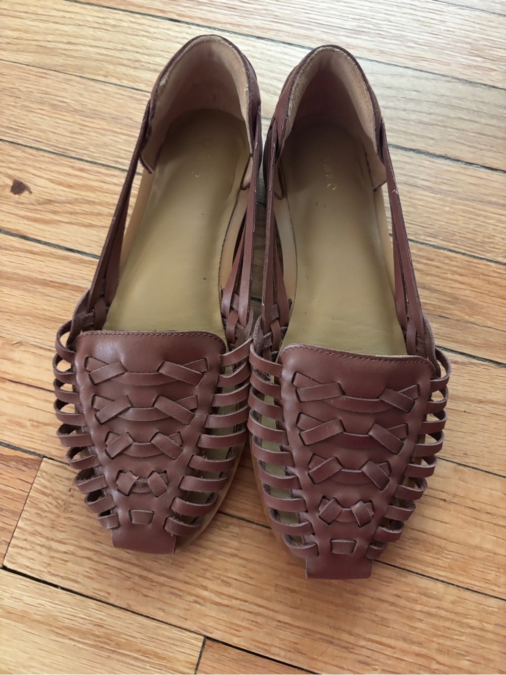Quince Brown Woven Leather Women's Sandals